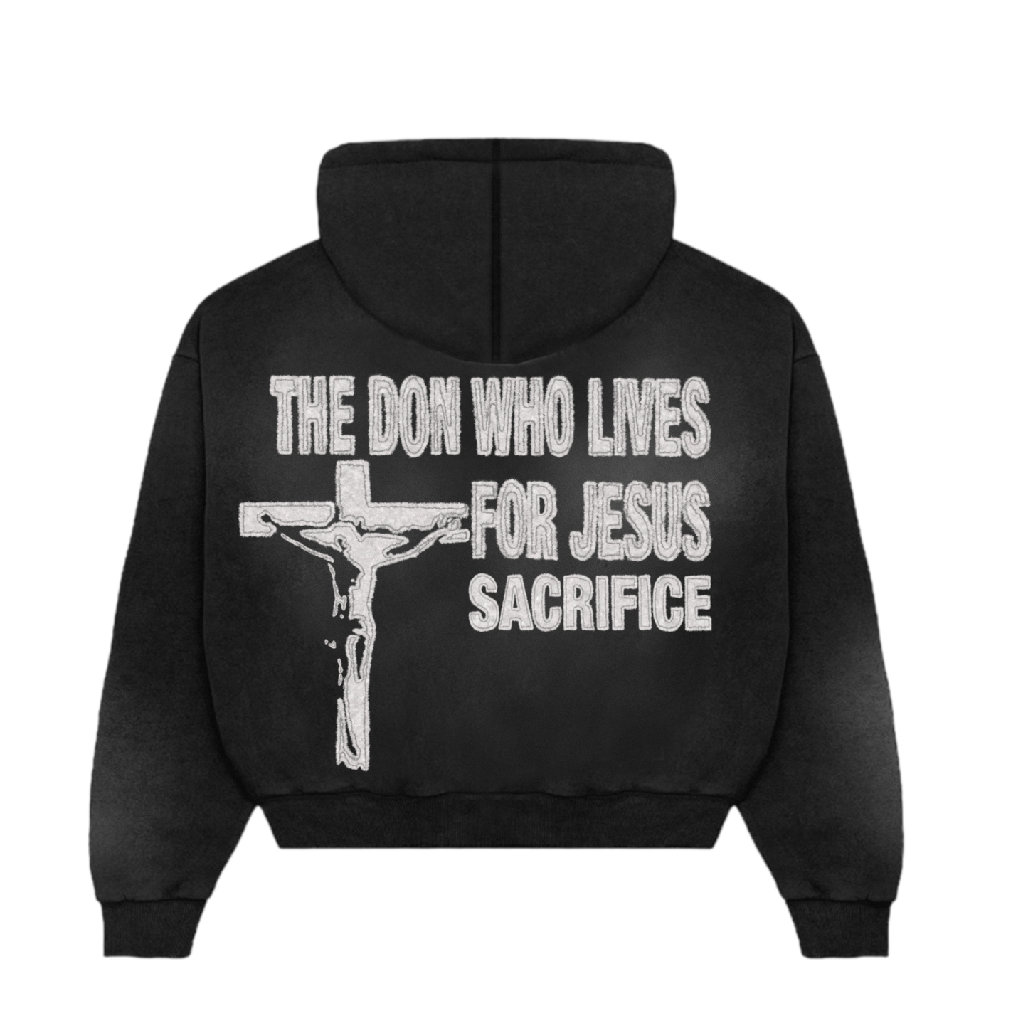 Black Acid Wash "Jesus Sacrifice" Hoodie